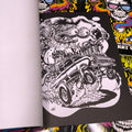 Hot rods in Mind Melters: A Coloring Book for the Twisted and Unhinged by Dirty Donny Gillies.
