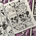 Illustrations of skulls, from pirate crossbones to memento mori (death).