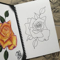 BJ Betts's rose color drawing, and the other in linework.