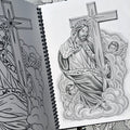 Jesus holding cross, from Enrique Castillo's King of Kings Tattoo Book.