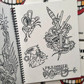Eagles and other drawings from Tattooing Coast to Coast Volume 2 by Mikey Holmes.