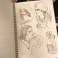 Drawings of women's portraits from Ian Parkin Sketchbook Vol. 1 