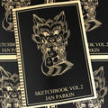 Belzel Books presents Sketchbook Vol. 2 by Ian Parkin. Girl with wolf head on black cover.