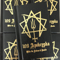 Belzel Books presents 109 Apokrypha by Mike the Athens and Jondix. Gold and black book.