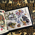 Inside pages of Tattoo Flash Collective Vol One featuring artwork by Noryan Baker 