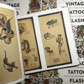 Inside pages of Vintage Tattoo Flash Volume I Bob Shaw flash.