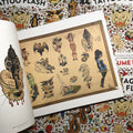 Inside pages of Vintage Tattoo Flash Volume I featuring flash from Zeke Owen.