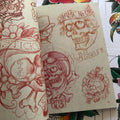 Skull drawings featured in Forever Stay True: Sketches by Rinto.