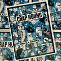 Front cover of Crap Hound Owls and Crows featuring black and white illustrations of owls and crows on a blue background.