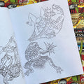 Inside pages of Shaun Topper's Line Drawings vol. 2 featuring line drawings of frogs in various fighting stances.