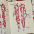 Inside pages of Looking for the Right Flow by Fabio Gargiulo featuring sketches of body suit fingerwave designs.