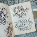 Inside pages of Alix Ge Sketches featuring sketches of octopuses.