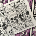 Illustrations of skulls, from pirate crossbones to memento mori (death).