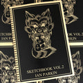 Belzel Books presents Sketchbook Vol. 2 by Ian Parkin. Girl with wolf head on black cover.