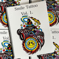Front cover of Smile Tattoo Vol. 1 featuring a traditional style color image of a wizard conjuring a fireball with a smiley sun in the center.