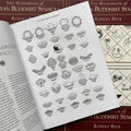 Inside pages of The Handbook of Tibetan Buddhist Symbols featuring  symbols and insight on the eight auspicious substances.