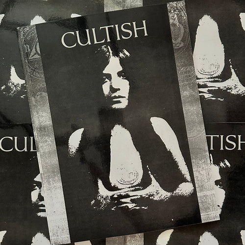 Front cover of 'Cultish', featuring a black and white grainy image of a woman with long black hair holding her hands together in front of her chest.