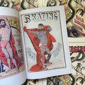 Inside pages of 'French Posters', featuring a tattooed man covered in black animal tattoos, wearing a red cloak, red and white shorts, and red and white pointed shoes.