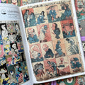 Inside pages of, 'Yokai Museum', featuring a wall of Yokai images next to each other in rectangular panels