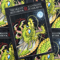 Front cover of The Dragon Sketchbook by Erik Rieth, a line drawings and sketches tattoo book, featuring an illustration of a green dragon and a light orb on a black background.