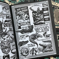 Inside pages of, 'Monsterama #4', featuring a black and white clip art collage of crocodile monsters
