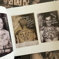 Inside pages of The Bert Grimm Tattoo Museum Collection featuring vintage photographs of people tattooed by Bert Grimm.