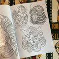 Line drawings of samuri heads from Roman Todorov - Silent Film