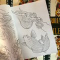 Line drawings of dragons and fish from Roman Todorov - Silent Film
