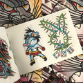 Inside pages of Greg Christian art featuring a humanoid monkey with boxing gear on and a Playboy logo made of thorns atop 3 dice. Both images are rendered in traditional style and colors.