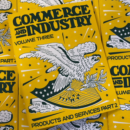 Front cover of Commerce & Industry Volume Three: Products and Services Part 2 by Billy Bishop. Yellow cover with eagle on it.