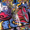 Creature riding a chopper in Pinball Wizards & Blacklight Destroyers: The Art of Dirty Donny Gillies.