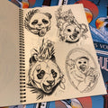 Panda, coala and monkey face sketches from Kristin Schubert - Sketches Vol. 2
