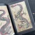 Inside pages of Essential Works From the Studio of George Burchett featuring vintage illustrations of dragons.