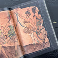 Inside pages of Essential Works From the Studio of George Burchett featuring a vintage illustration of ladies dancing.