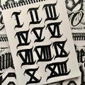 Big Meas's Roman letters in black ink.