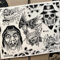 Witches and Bald eagles in Great Wave Tattoo Flash by James Yocum, Ben Siebert, and Matt Van Cura.