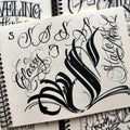 BJ Betts's tattoo lettering -- the letter S experiments and examples.