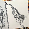 Roaring tigers, Lines & Stripes: Tiger Outlines by Erik Desmond.