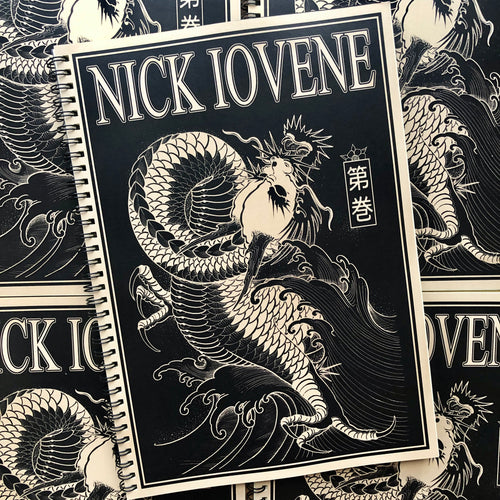 Belzel Books presents Japanese Drawings and More by Nick Lovene. Dragon on black cover.