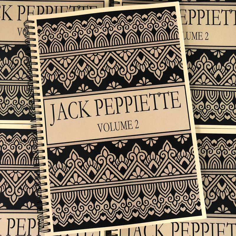 Belzel Books presents Volume 2 by Jack Peppiette. Front cover featuring black ornamental designs