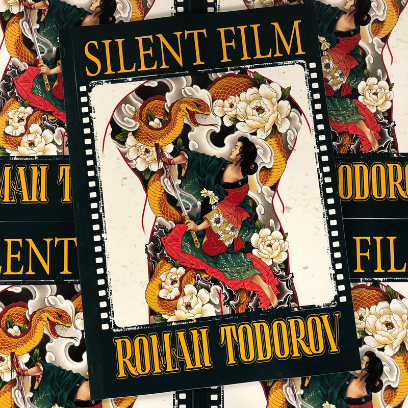 Front cover of Roman Todorov - Silent Film featuring a drawing of a full cover back piece with a geisha fighting a snake.