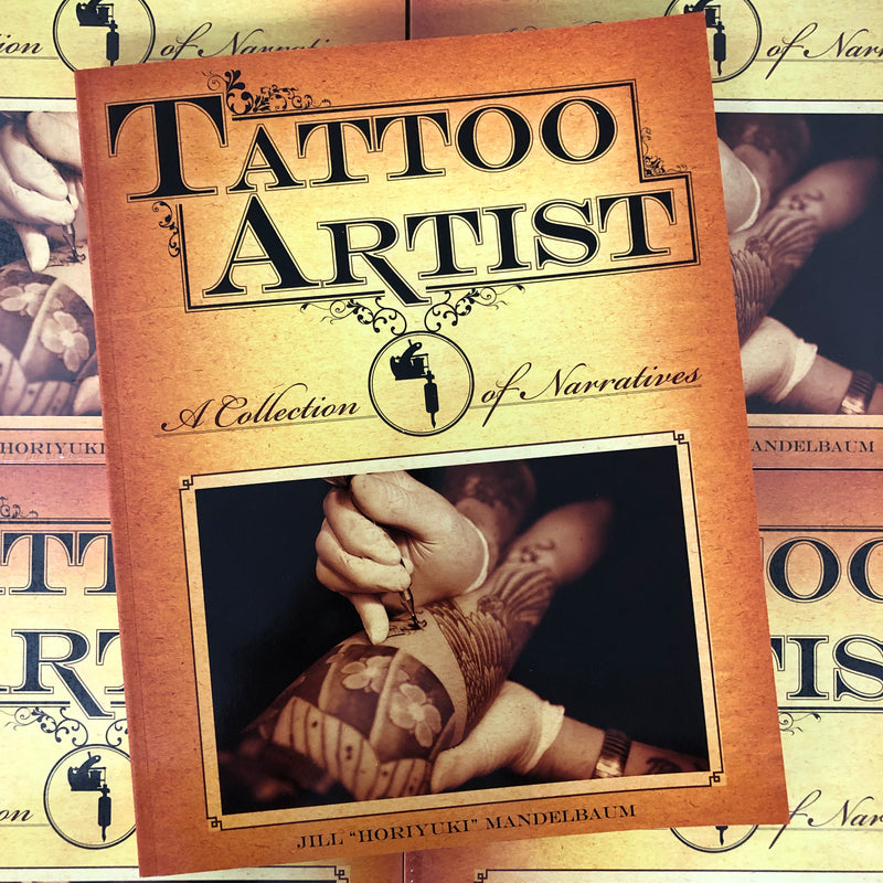 Front cover of Tattoo Artist: A Collection of Narratives featuring photo of a tattoo being done.