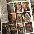 Inside pages of the The Tattooers Almanac Vol. 2 featuring photos of tattoos and article text.