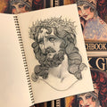 Alix Ge sketch of Jesus's head.