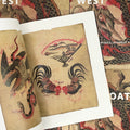 Roosters and a fan from Floating West Antique Japanese Tattoo Flash