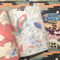 Inside pages of Japanese Patterns featuring full color patterns with fans, waves, and more 