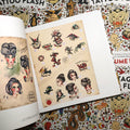 Inside pages of Vintage Tattoo Flash Volume II featuring flash from Bert Grimm and Bob Shaw..