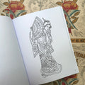 Inside pages of Danny G & RCT - American Traditional Coloring Book featuring outline art of a Geisha.