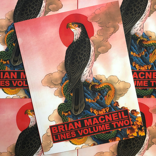 Cover of Brian Macneil - Lines Volume Two displaying a falcon slaying a snake.