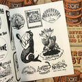 Inside pages of Billy Bishop - Commerce & Industry Volume Six: Food & Beverage, Nautical Stuff, and Round Logos featuring logos with mermaid and nautical imagery.